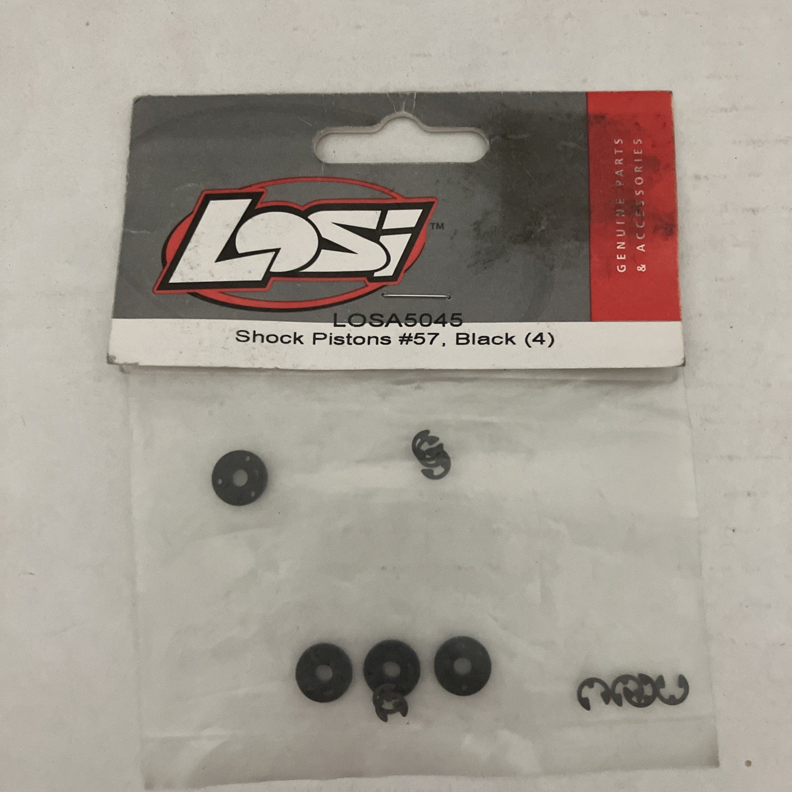 TEAM LOSI 5045 TEFLON SHOCK PISTONS #57 BLACK NATURAL LOSA5045 NIP