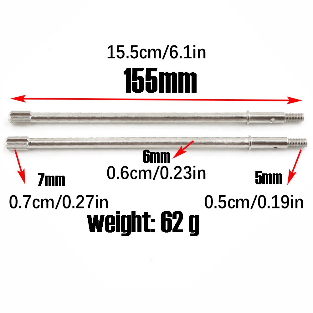 2Pcs Silver Steel Rear Alex CVD Drive Shaft Replacement For Traxxas 1/7 RC Car p
