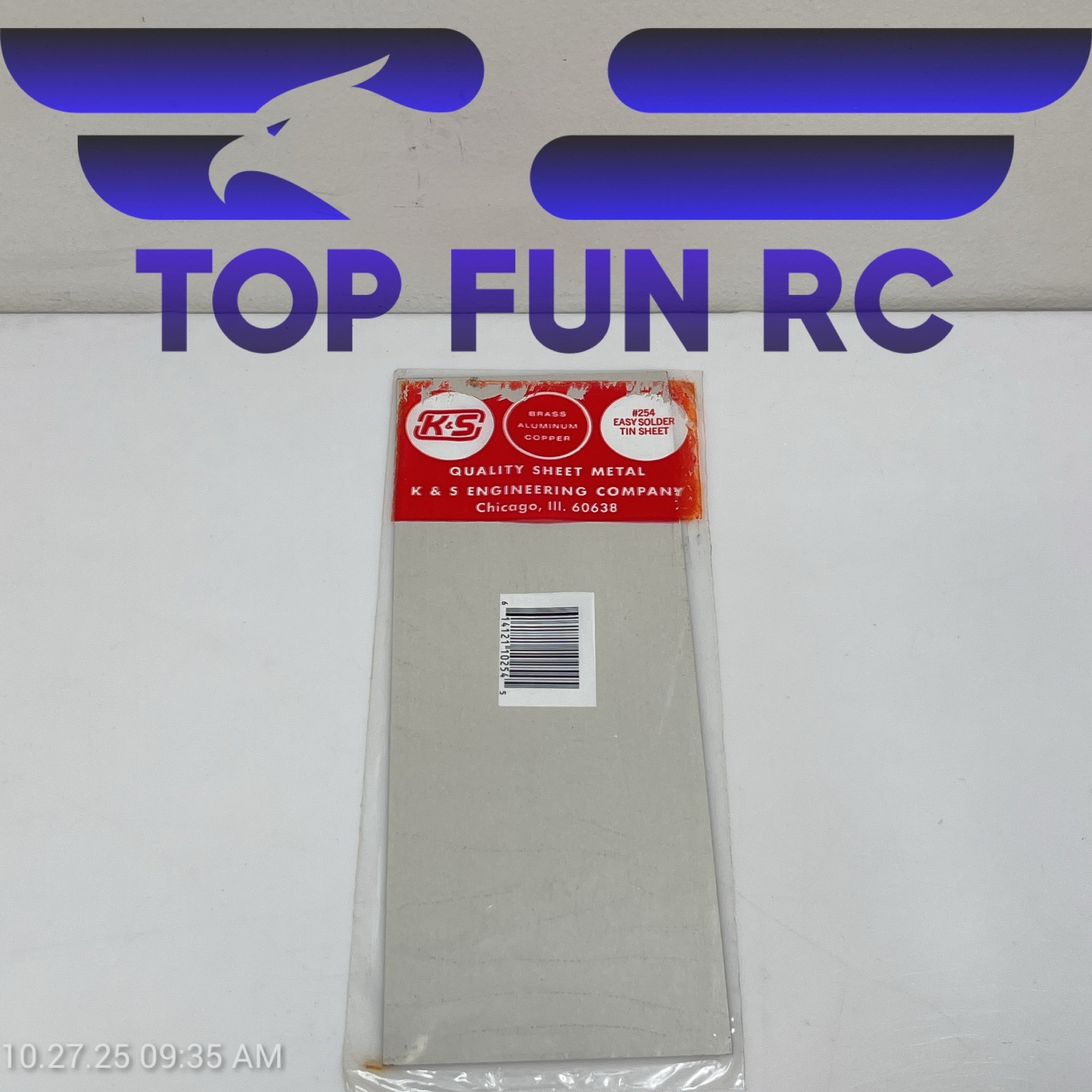 K&S #254 Easy Solder Tin Sheet Quality Sheet Metal