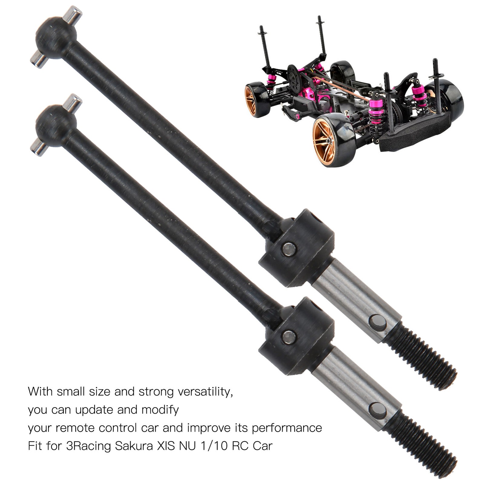 2Pcs Steel CVD Drive Shaft Transmission Axle For 3Racing Sakura XIS NU 1/10 RC