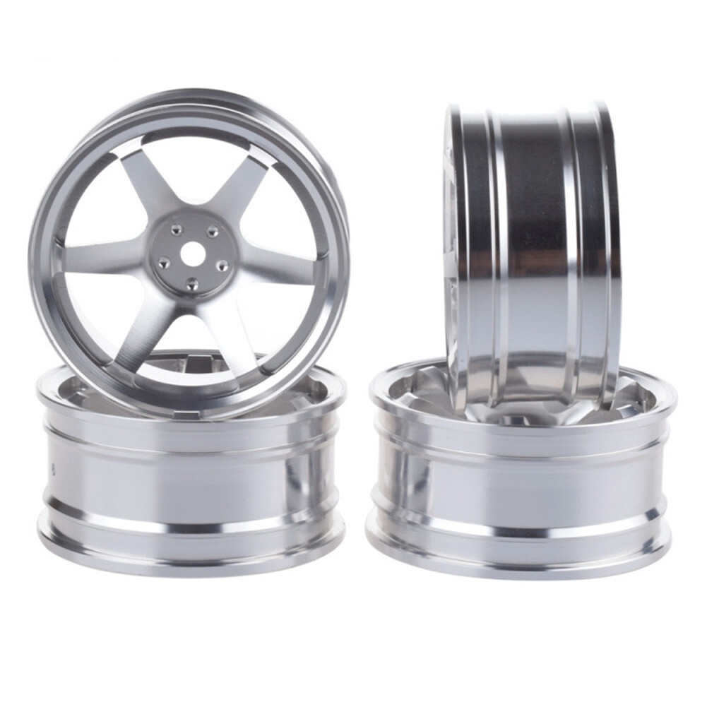 4Pcs Silver Aluminum Alloy Wheel Rims Hub For 1/10 RC Car Crawler Replacement