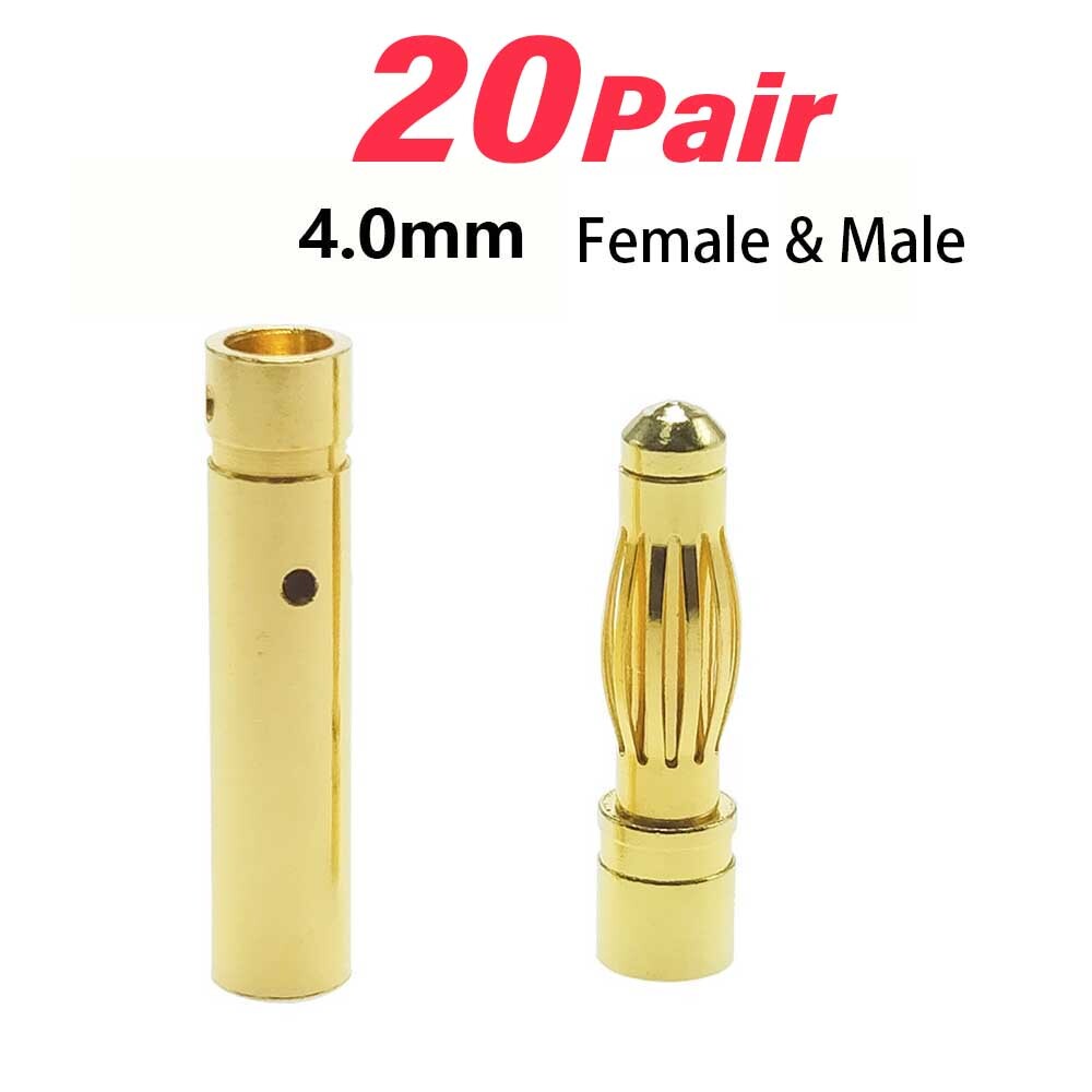 (20 Pairs) 4mm Male & Female Bullet Connectors / Banana Plug 70A Rated USA