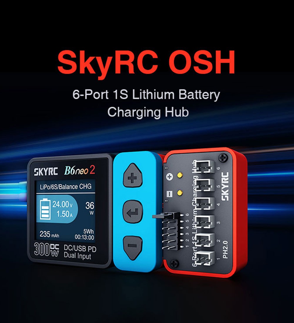 SKYRC Lipo Battery Charging Hub OSH 6-Port For B6neo B6ACneo B6neo+ B6neo 2