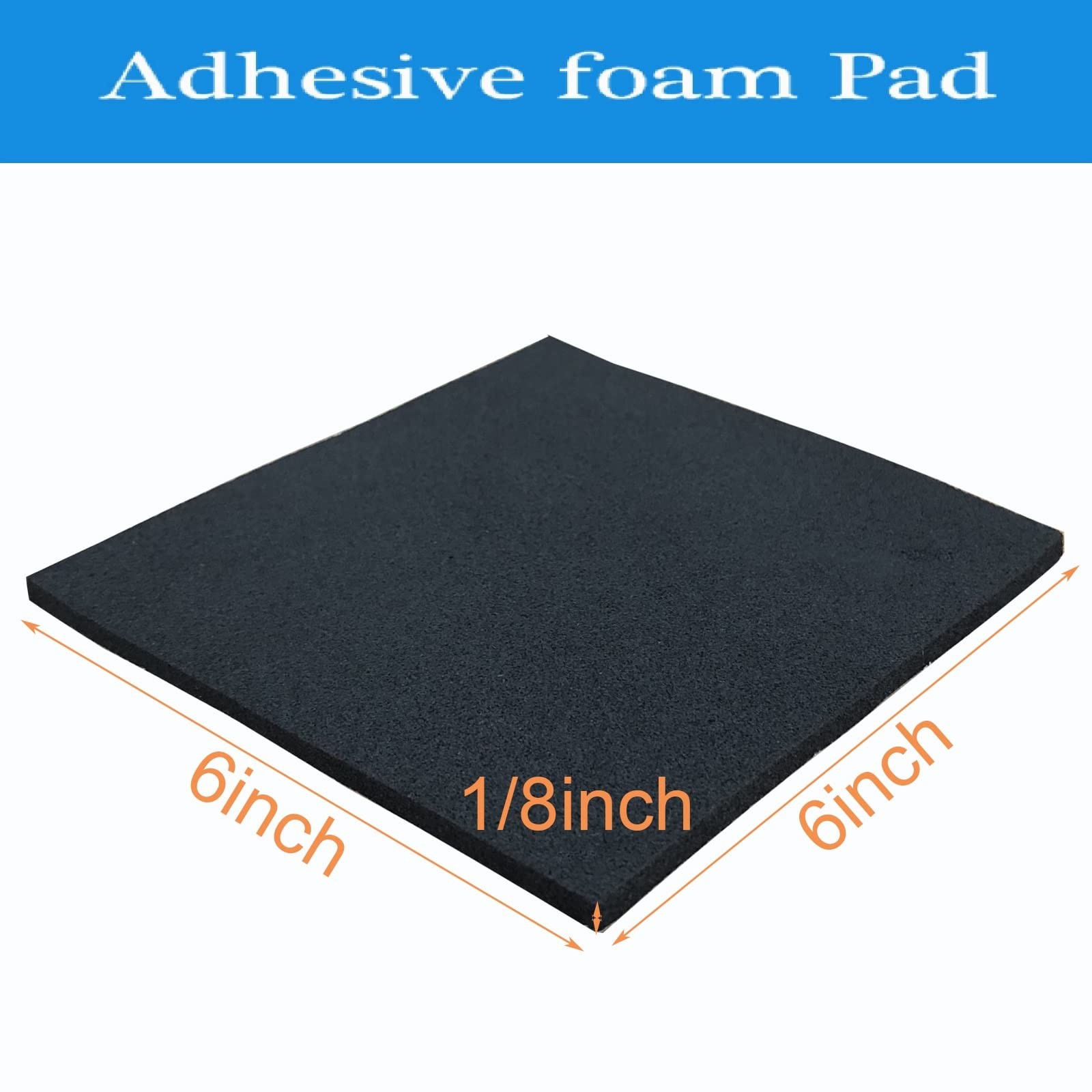 Rubber Adhesive Pads, 4 Pcs Closed Cell Foam Sheet 6 in X6 X 1/8 in, Black
