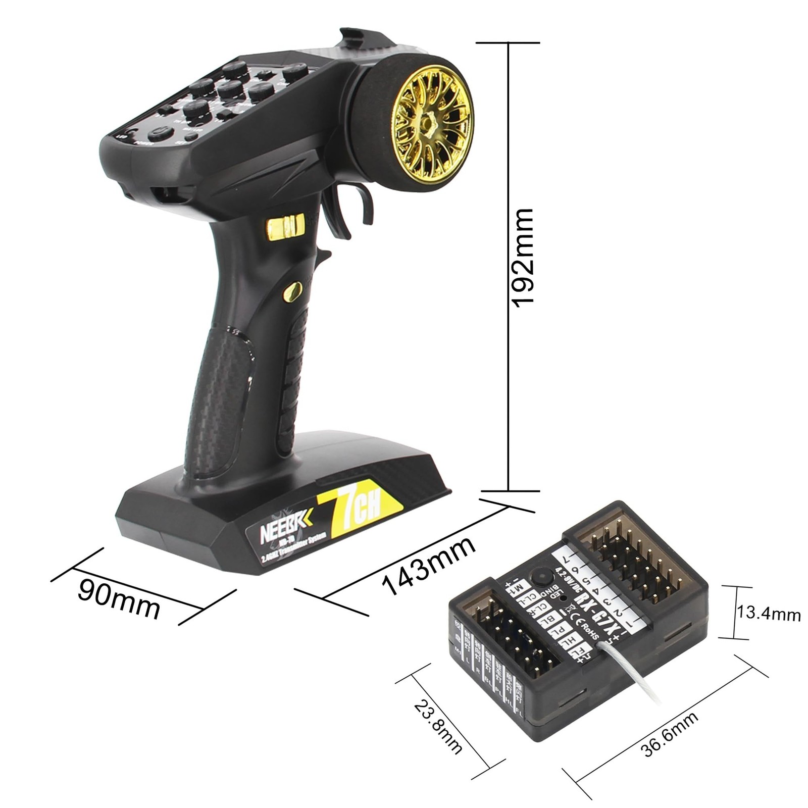 7 Channels RC Transmitter with Receiver Built-in Light Control System and 12L…