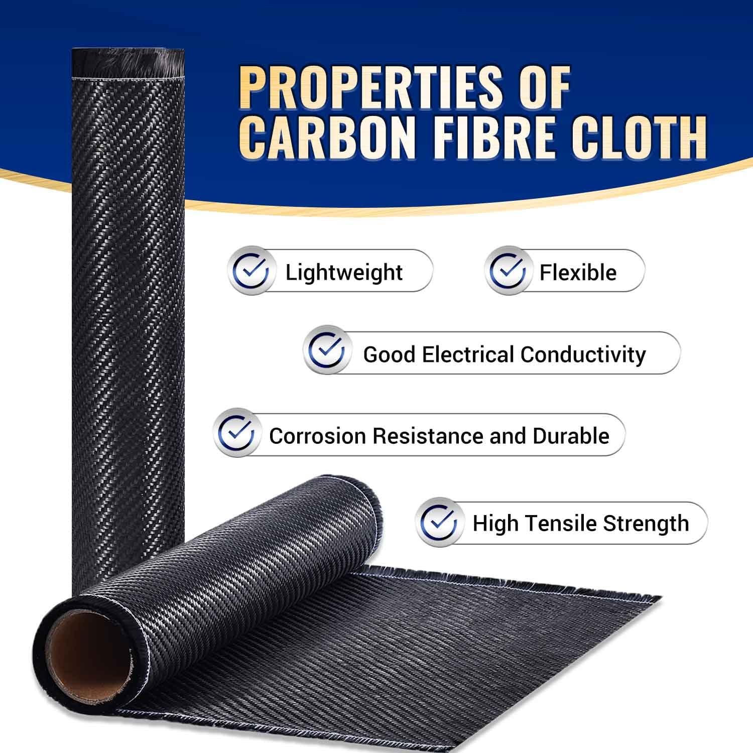 Krbnk 5FT Carbon Fiber Cloth + Epoxy Resin, + Resin