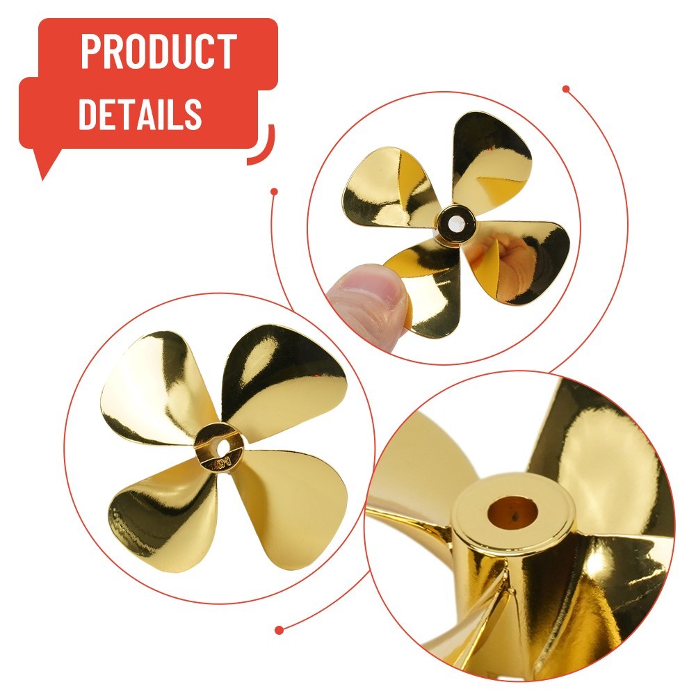 RC Boat Model55/60mm Metal Propeller 4-Blades4mm Shaft Prop For Marine ROV Alloy