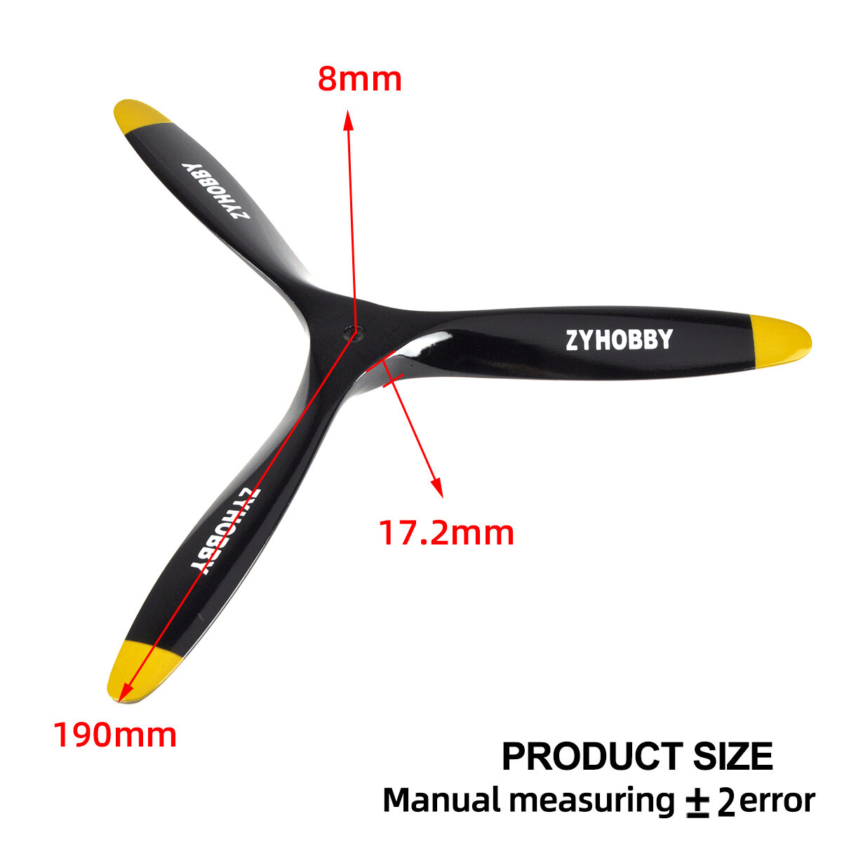 3 Blade 15*8inch Black +Yellow Propeller RC Plane Air-moder CW Beech Wooden Prop