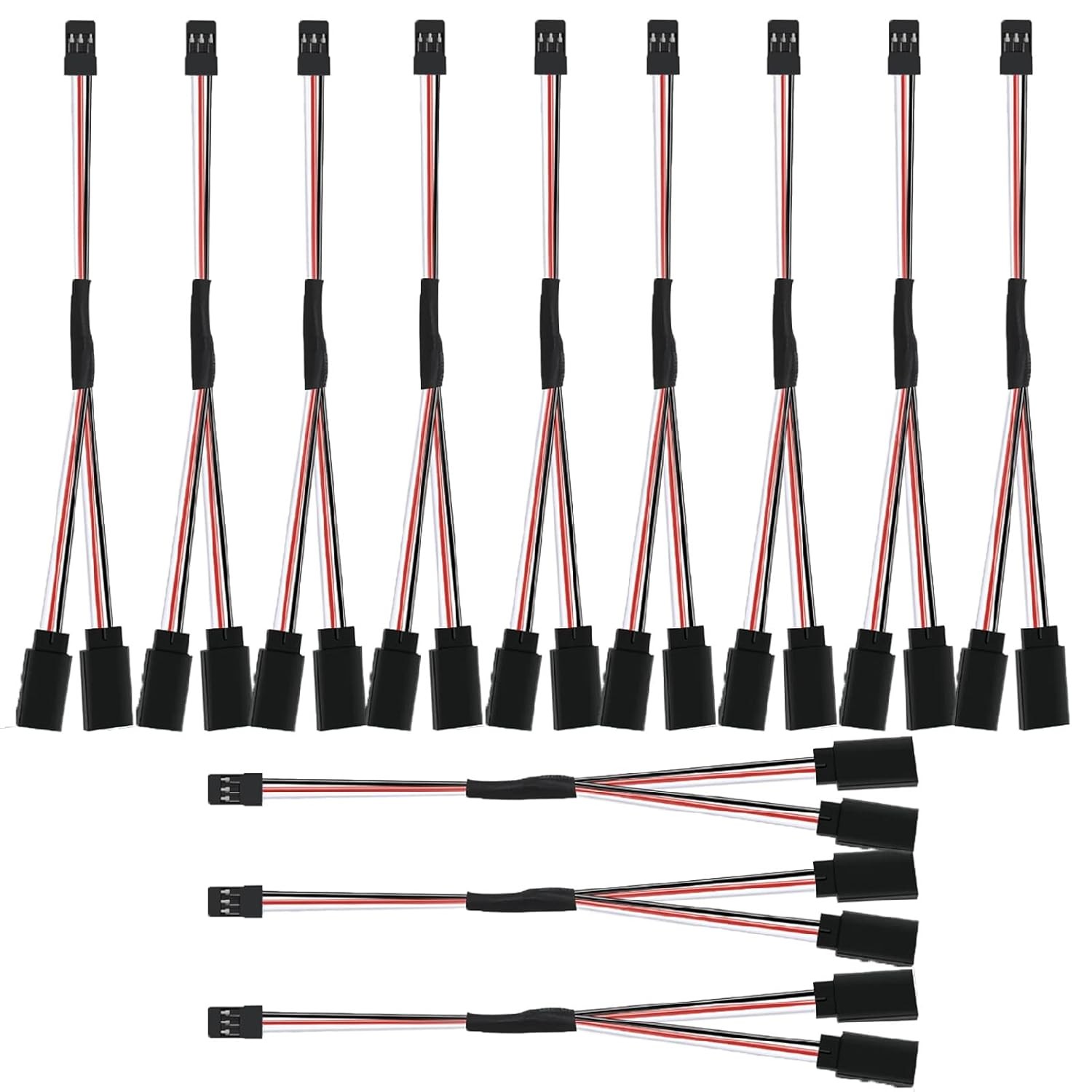 12-Piece Y Connector 3 Pin Plug Splitters Servo Extension Male to Female Servo E