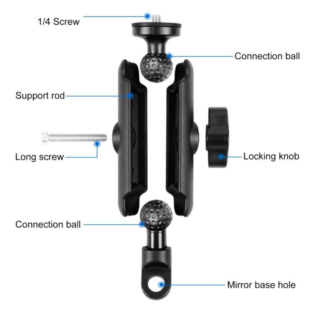 Motorcycle Holder Mirror Base Hole Fixed Mount GoPro Action Cameras