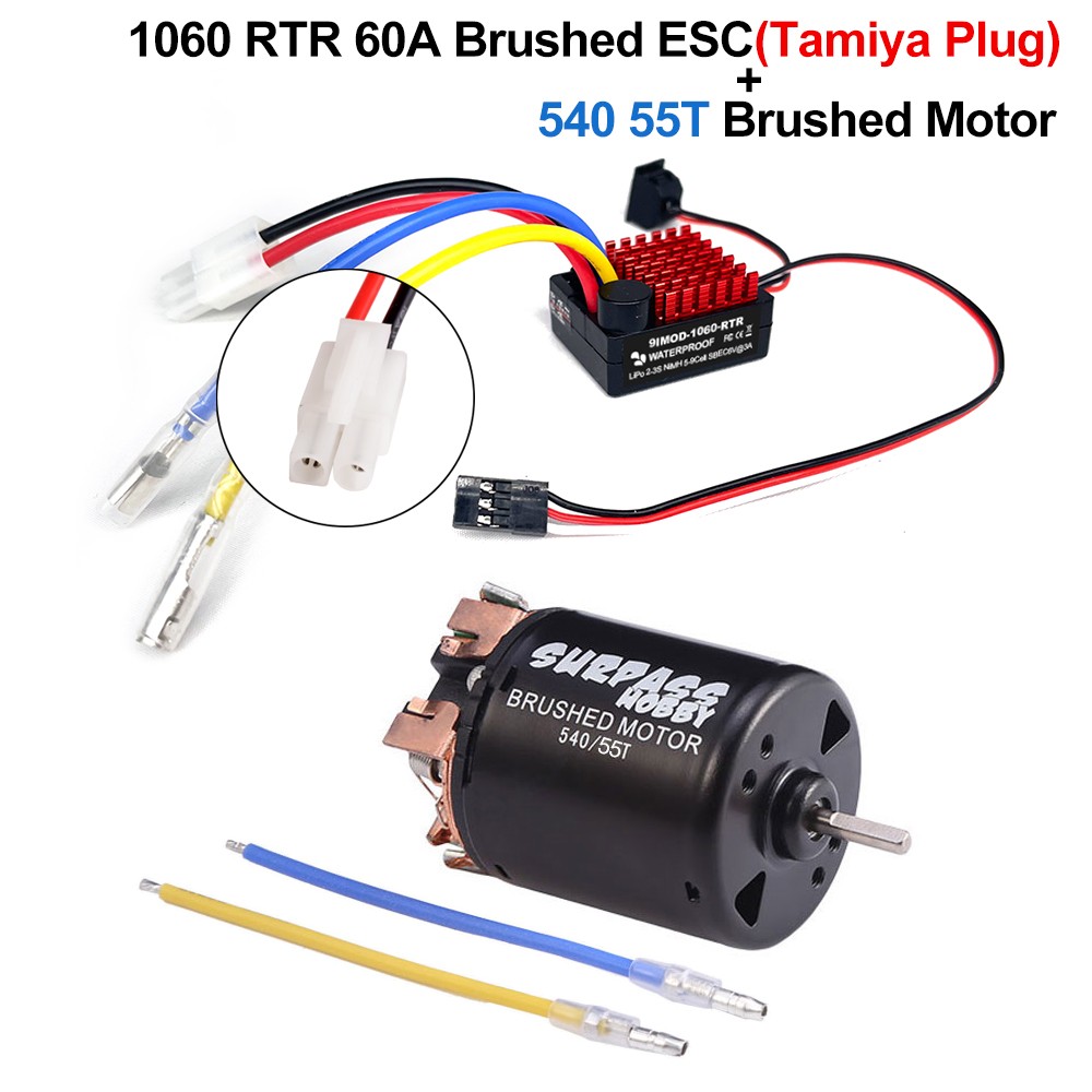RC 540/550 Brushed Motor 60A ESC Power Combo for 1/10 SCX10 TRX4 TRX6 HPI Cars