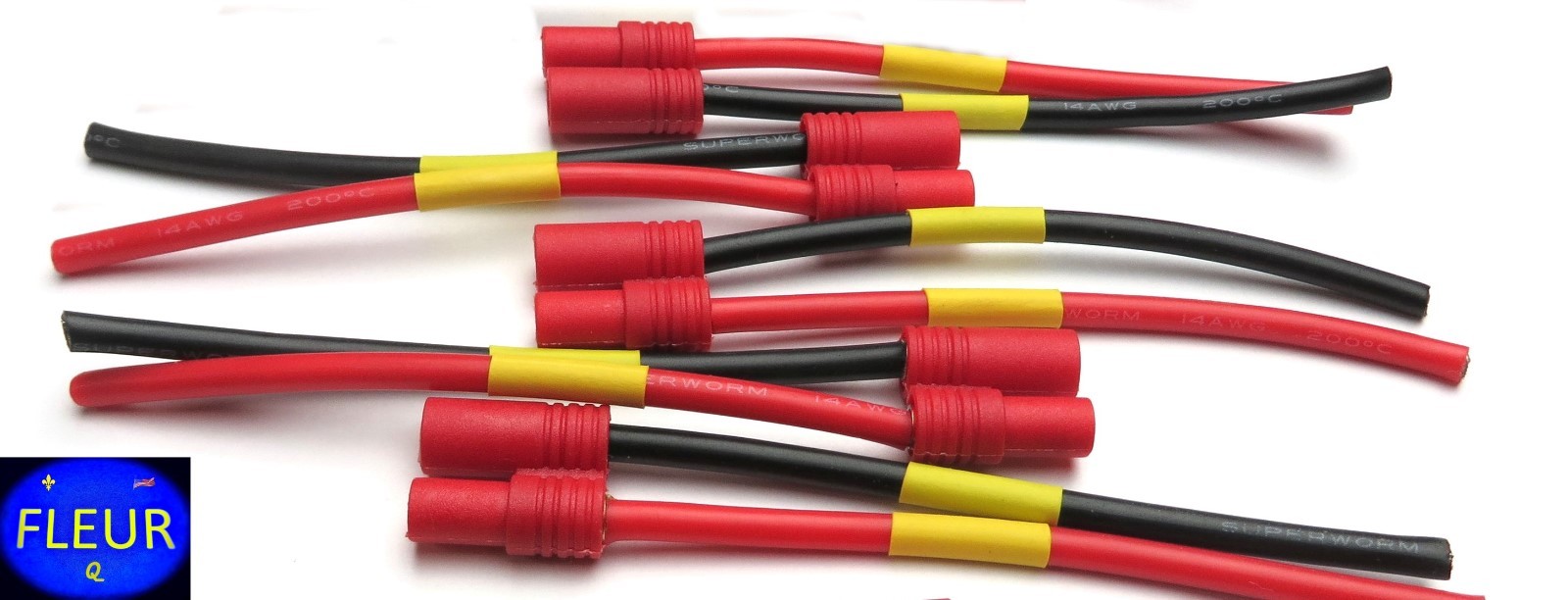 5 Pack HXT 3.5MM Banana Pig Tail with 14 AWG Different Wire 1.5″ to 6″ Length