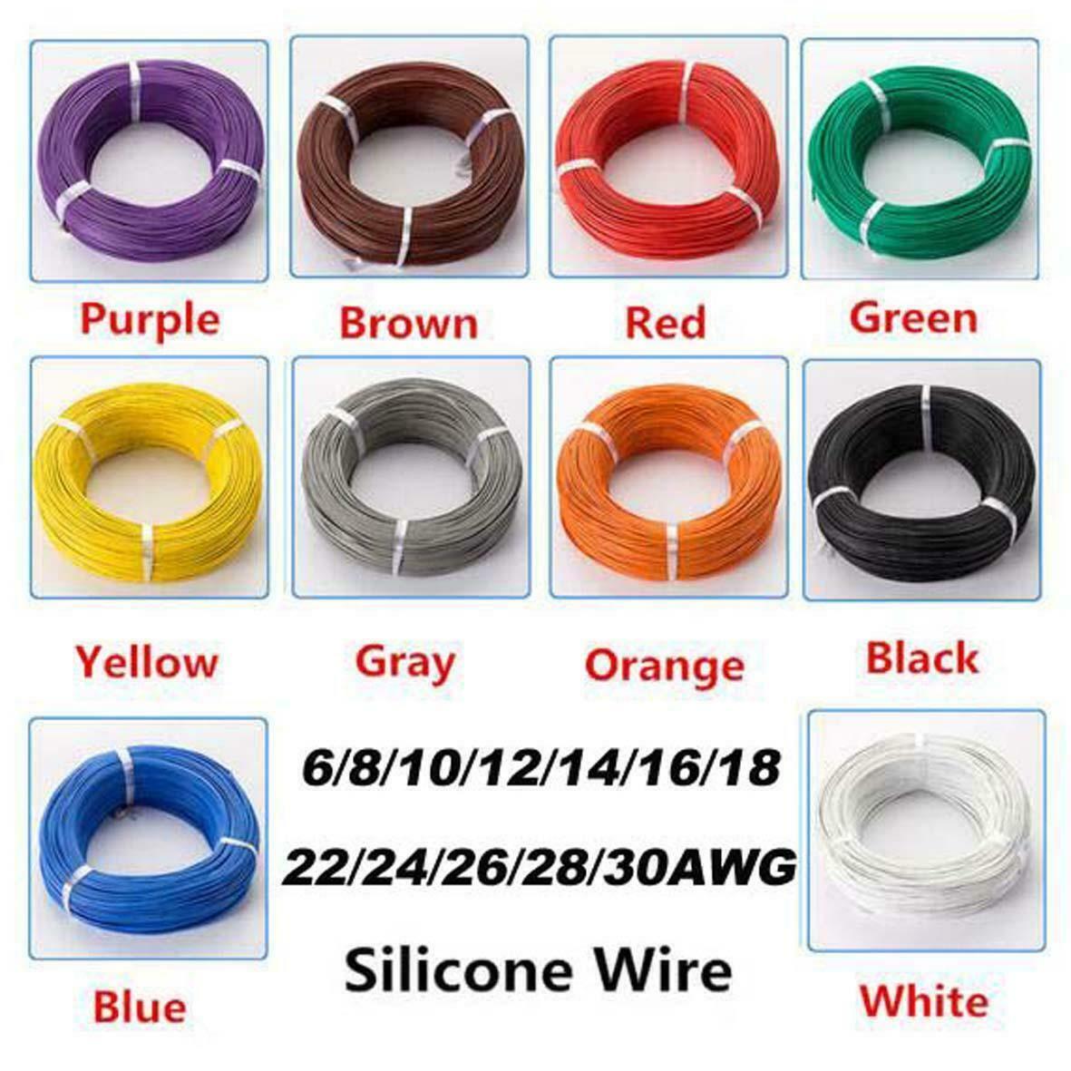 Flexible Silicone Cable Wire 8/10/12/14/16/18/20/22/24/26/30 AWG Various Colours