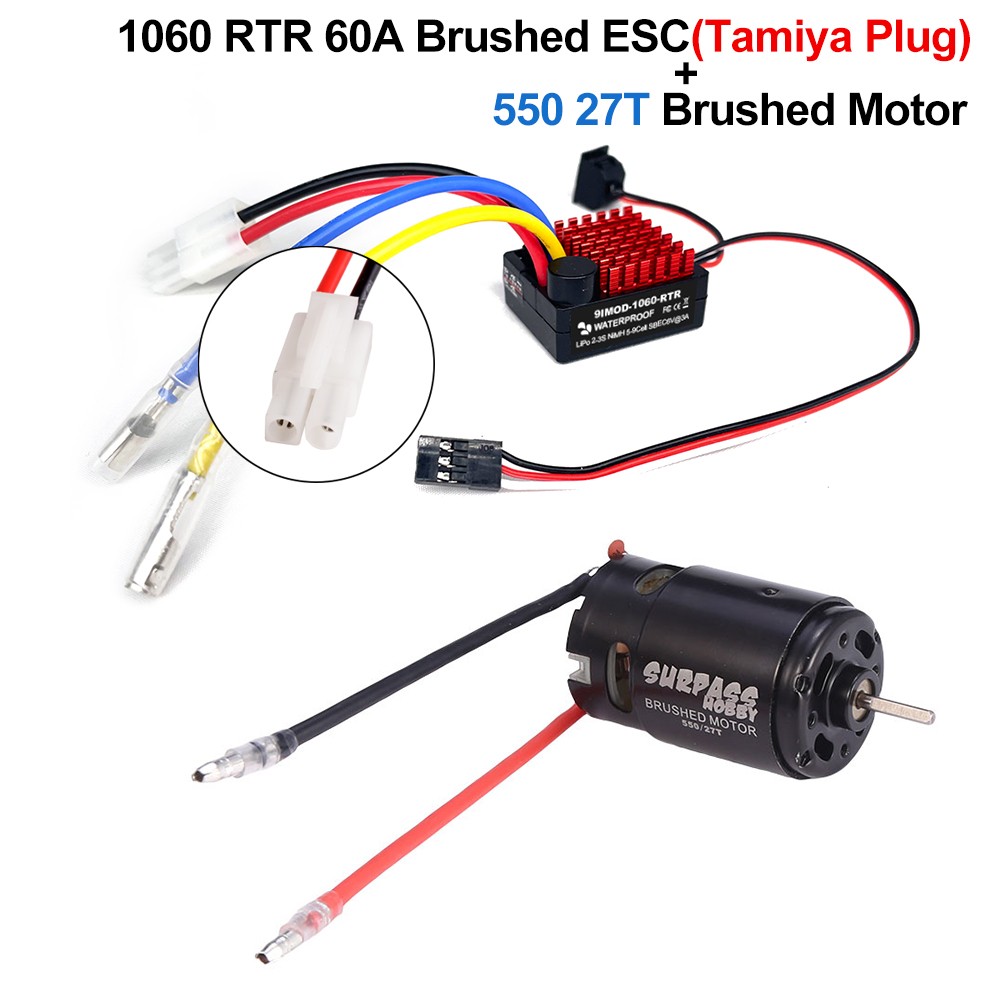 RC 540/550 Brushed Motor 60A ESC Power Combo for 1/10 SCX10 TRX4 TRX6 HPI Cars