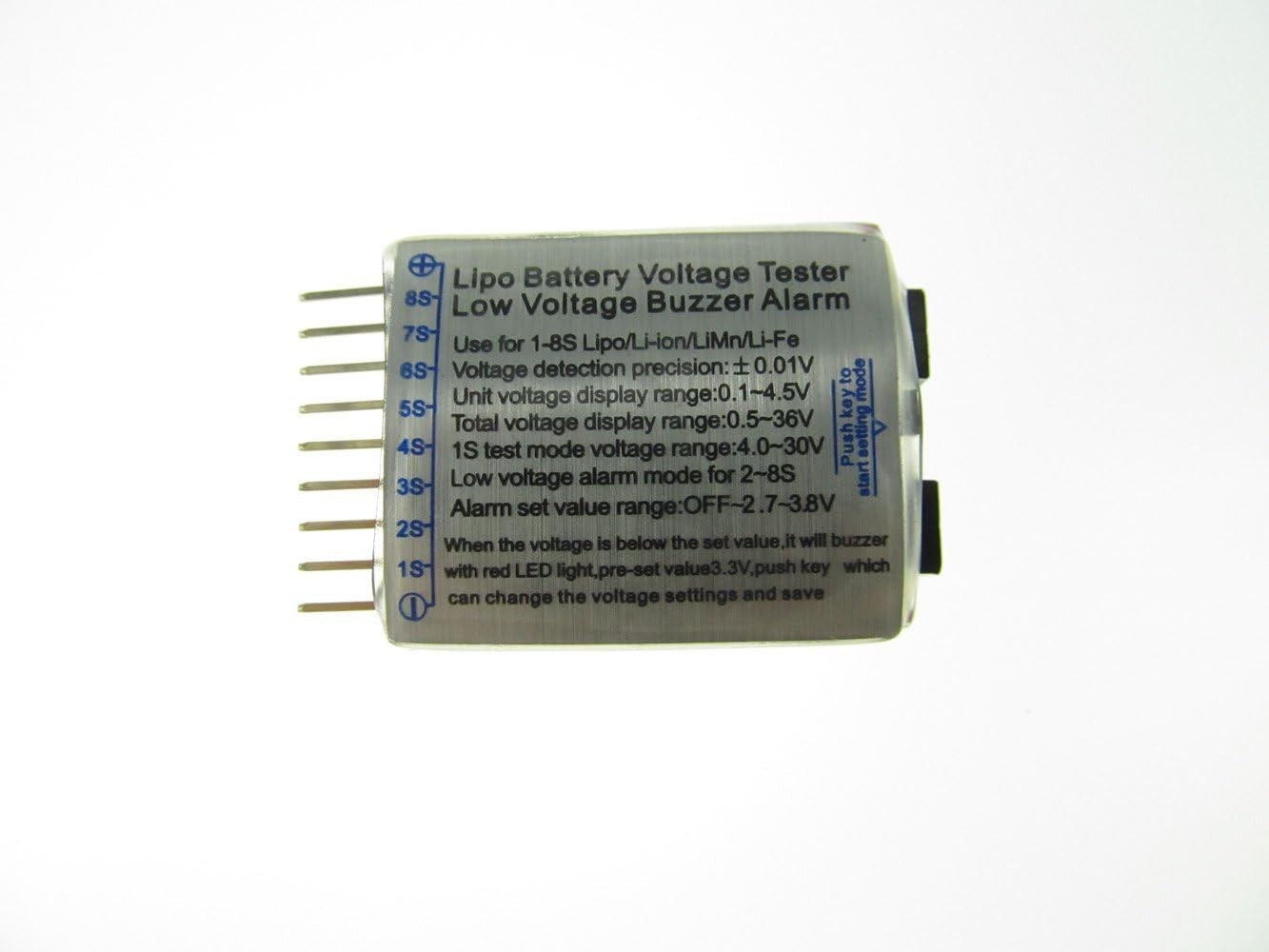 Low Voltage Alarm Lithium Battery Tester for 1-8S Lipo/Li-ion with LED Display