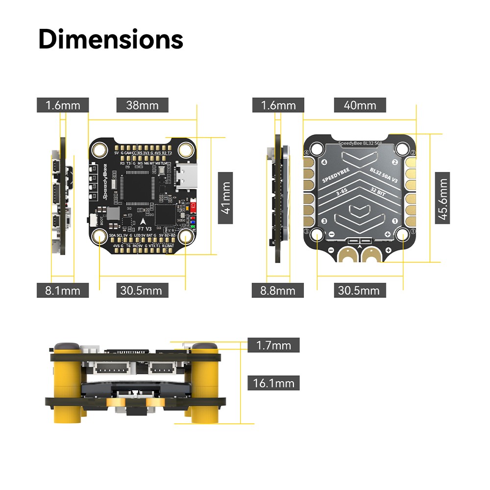 SpeedyBee F7 V3 Flight Controller / 50A ESC / Flight Stack 3-6S for FPV Drone