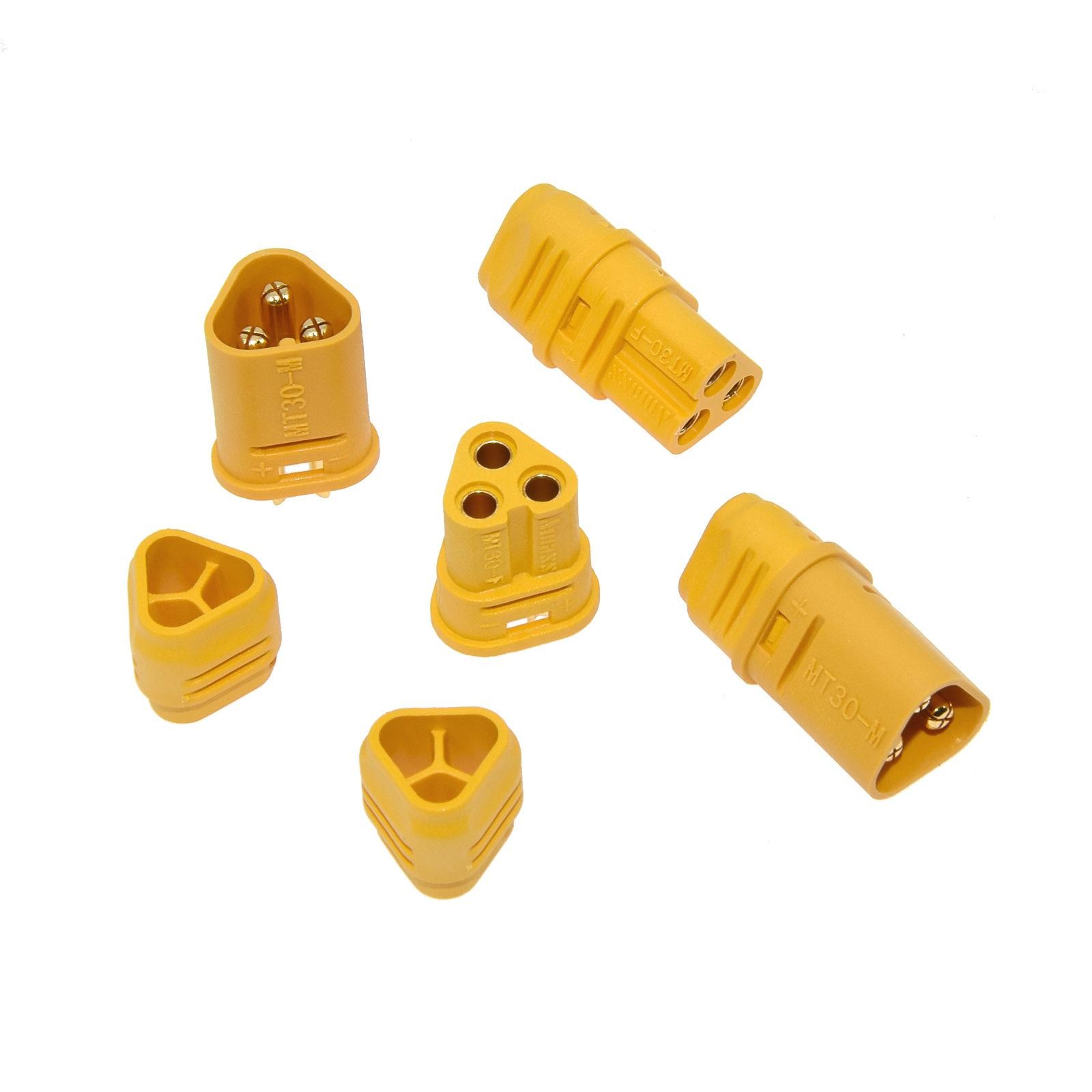 5Pair Male+Female MT30 3-Pin Brass Gold Plated Plug Motor Multirotor Connecter