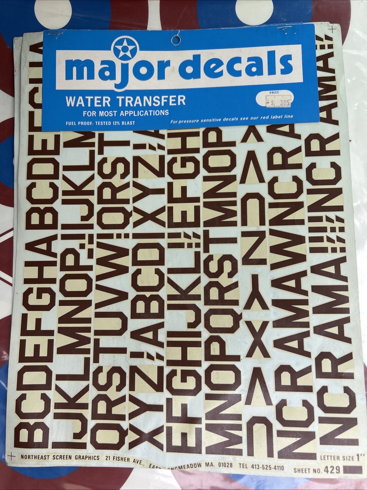 Major Decals 429 1″ Letter Sheet. Brown. Fuel Proof