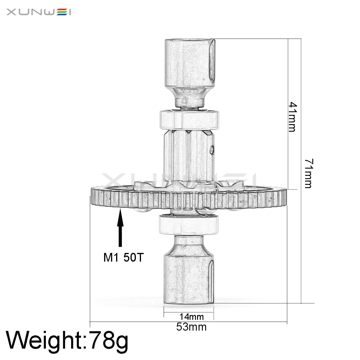 M1 50T 45# Steel Center Diff Straight Shaft ARA310959 For RC Arrma Karton TYPHON