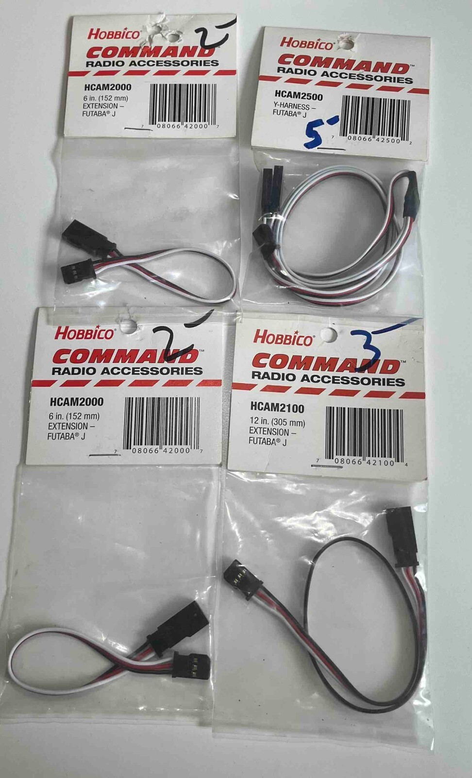 4 Futaba Servo Extension Lead Wire Cables and Splitter For Radio Control Futaba