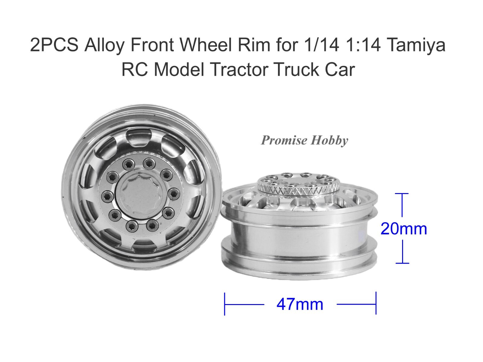 Aluminum Front / Rear Wheel Rim / Set For 1/14 Tamiya RC Model Tractor Truck Car