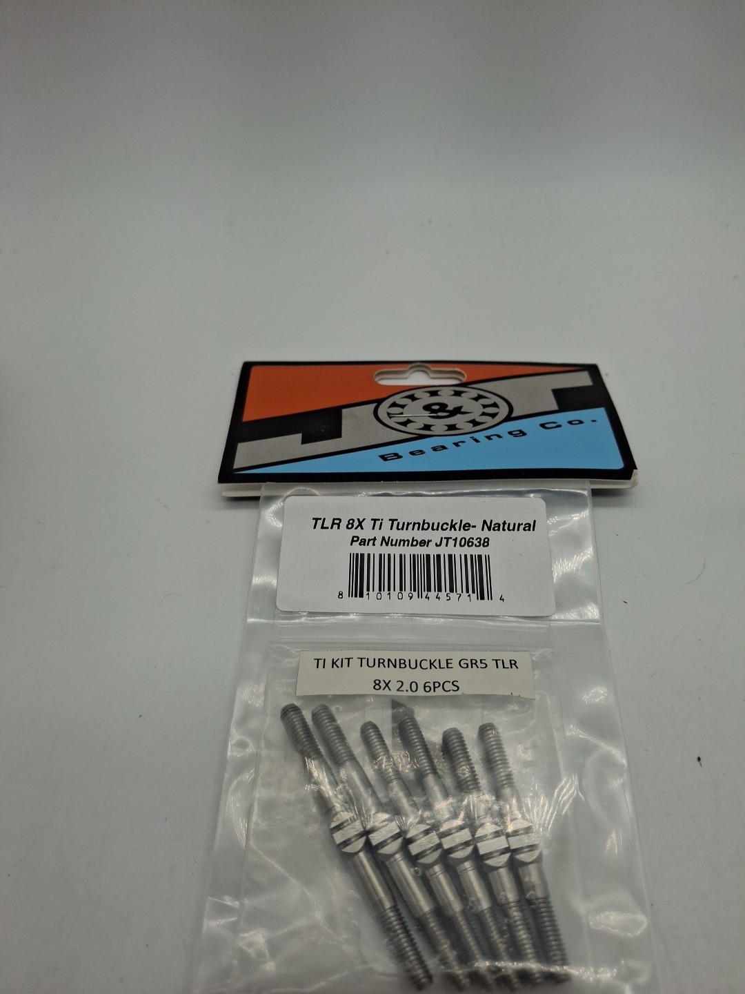 Bearing Co. TLR 8IGHT-X Titanium Milled Turnbuckle Natural. JT10638 GR5 2.0 6pc