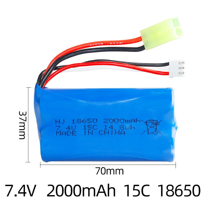 7.4V 2000mAh Li-ion Battery for RC Car Boat Plane SM/T/JST/EL/5500/Mini Tamiya