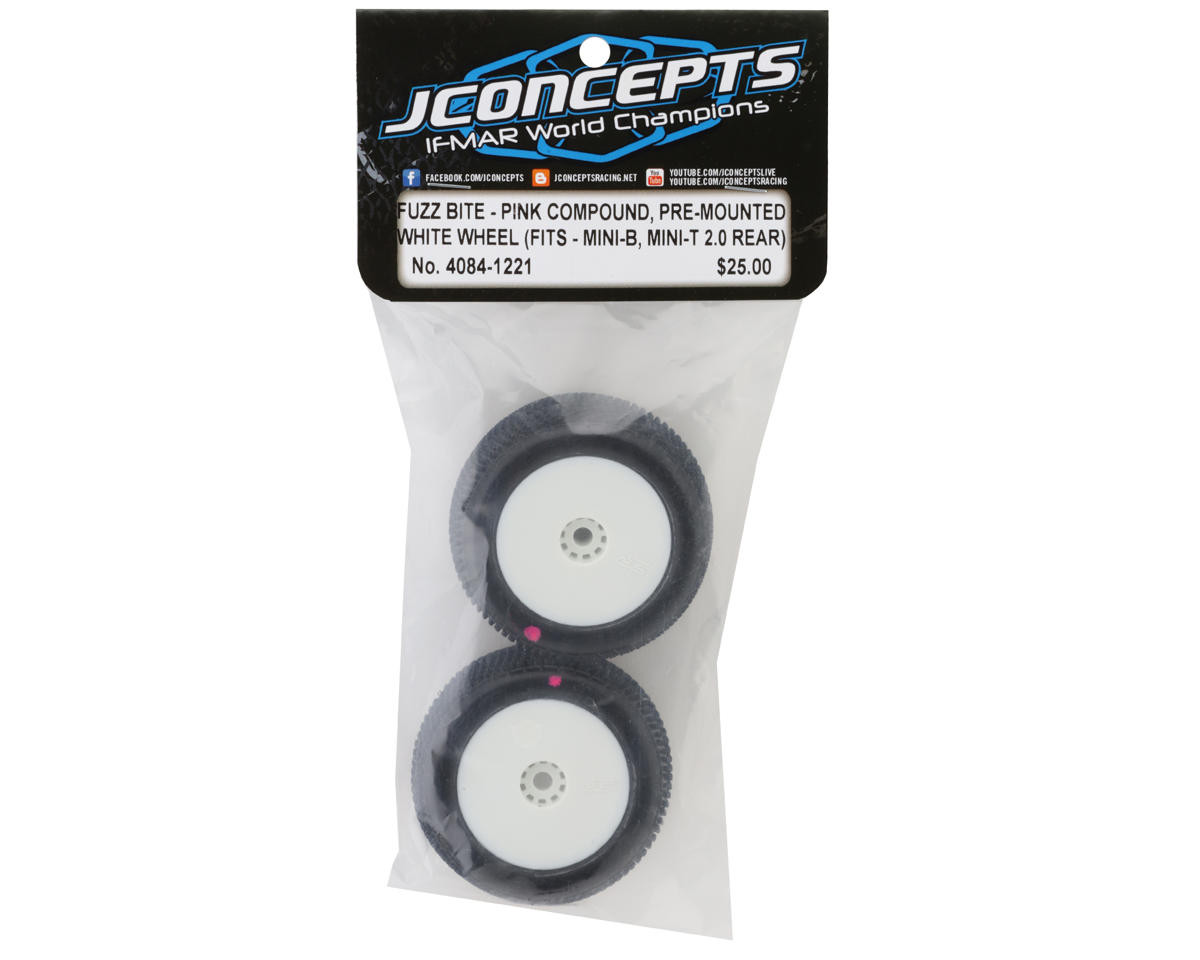 JConcepts Mini-T Fuzz Bite Pre-Mounted Rear Tires (White) (2)