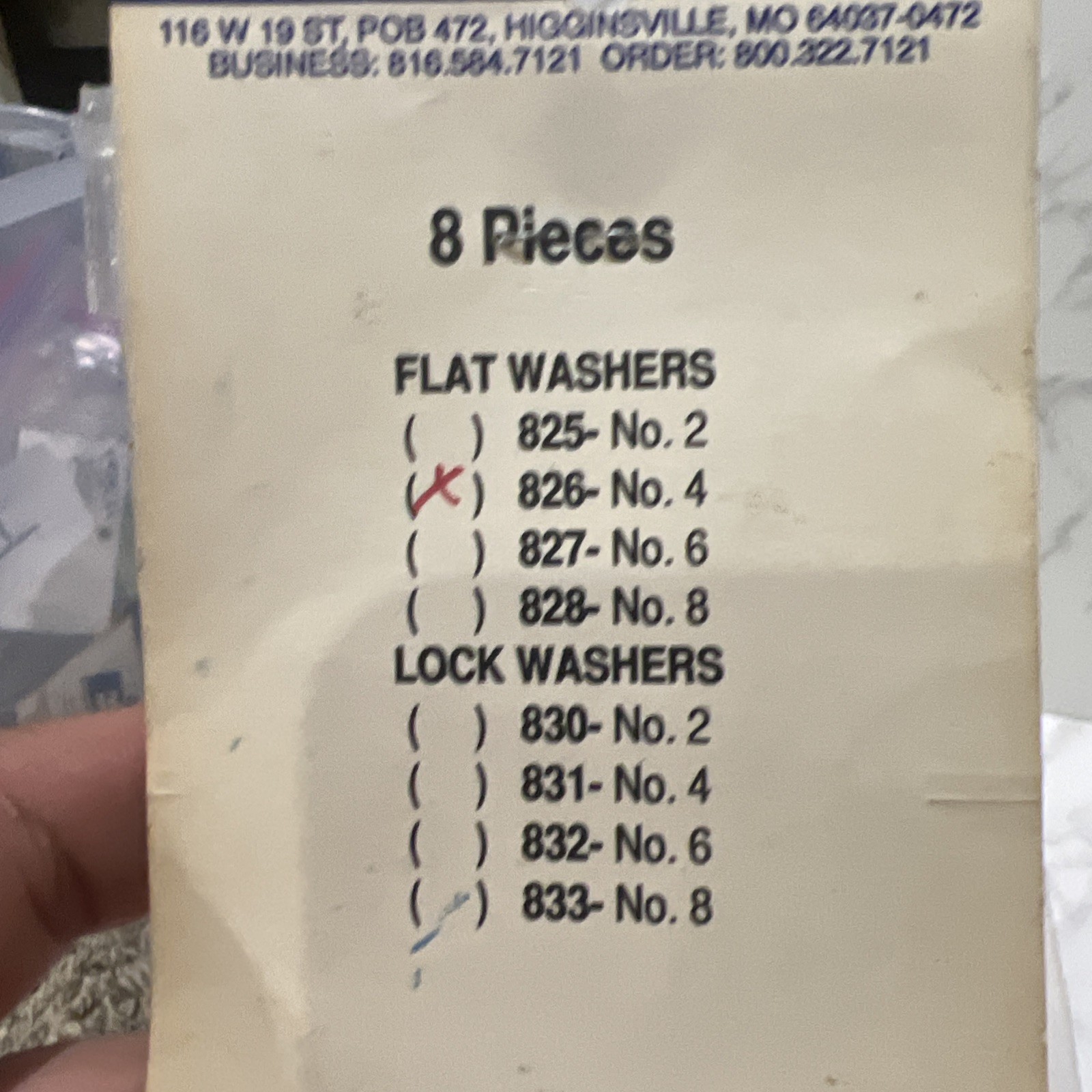 Vintage ACE R/C Hardware RC Airplane Washer 826-NO. 4 8 Pieces