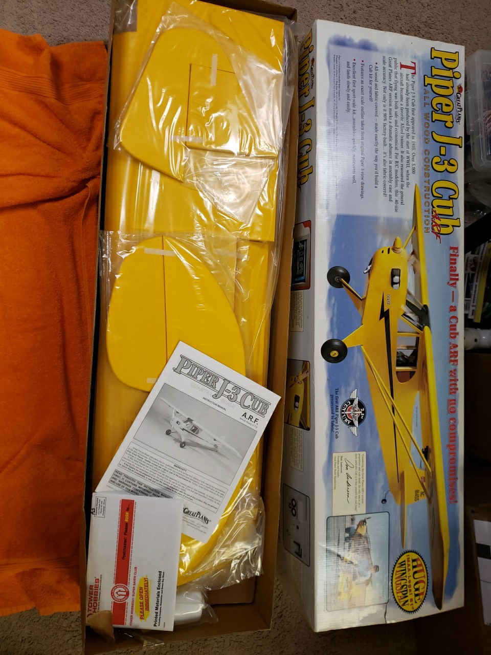GREAT PLANES Piper J-3 Cub ARF RC Plane – 81″ Wingspan – New – P26