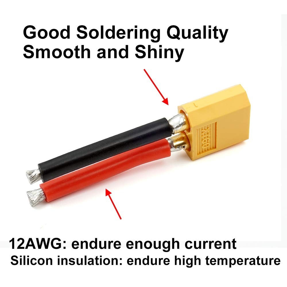 High-Performance 3 Pairs XT60 Connectors with 12AWG Silicone Wire – 55A Rating