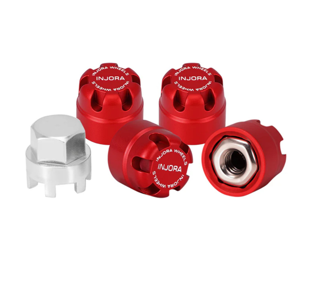 INJORA M2.5 Wheel Lock Nuts with Aluminum Cap 1/18 TRX4M Ascent-18 Red WH-28RD