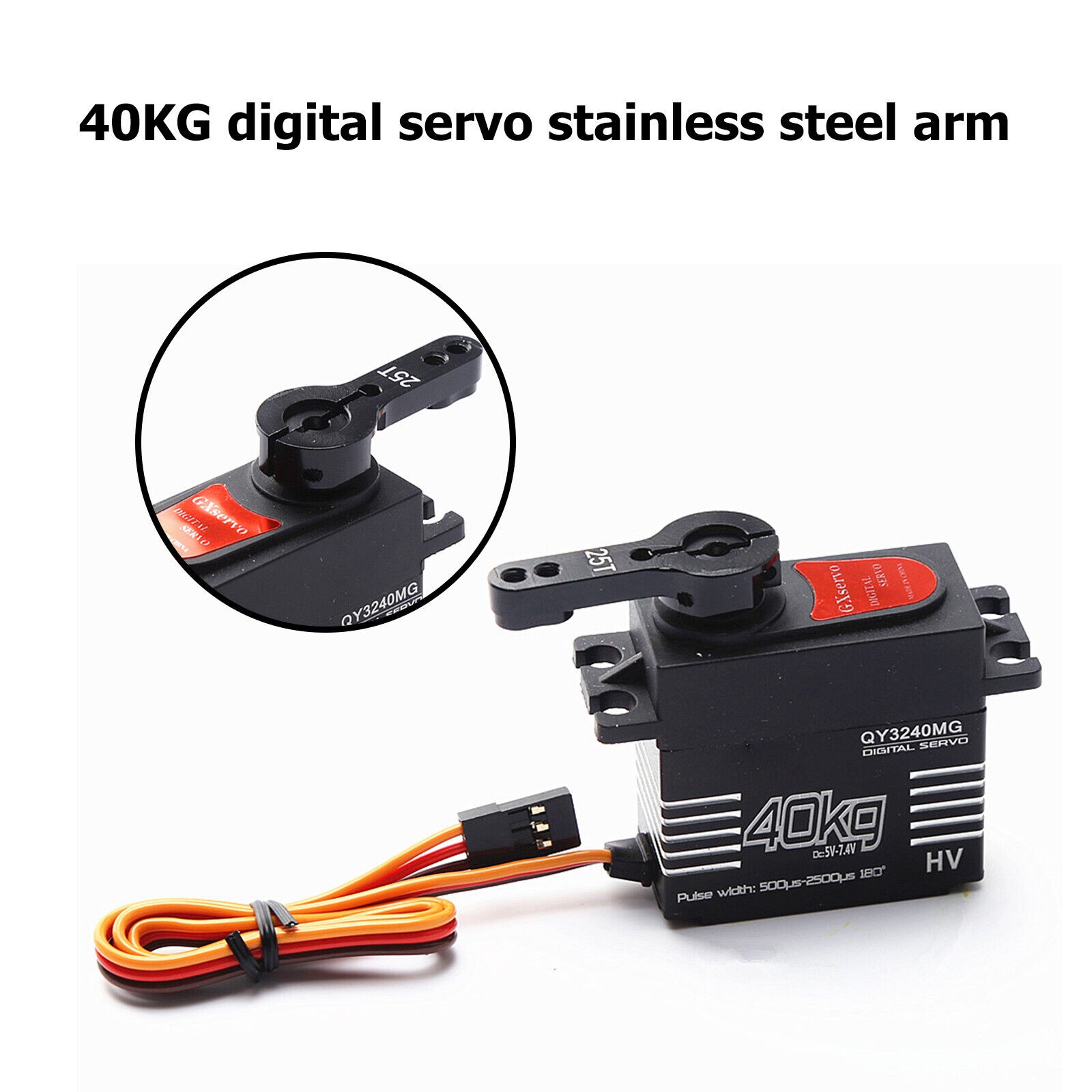 40KG Metal Gear 180° 1/8 1/10 Scale Steering Throttle RC Digital Servo