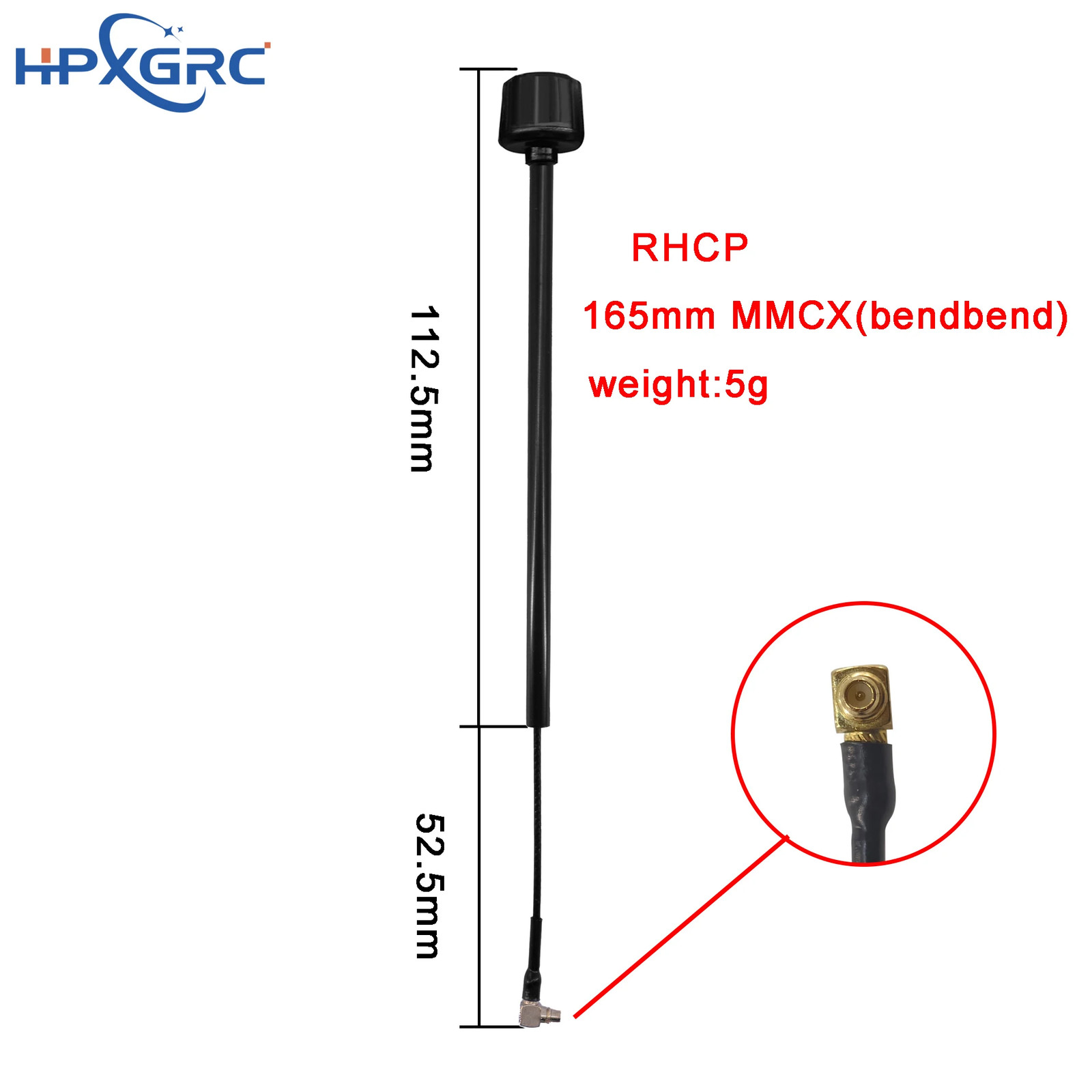 HPXGRC 5.8G FPV Antenna Long Version – RHCP for 5.2-6GHz RC Quadcopter Drone