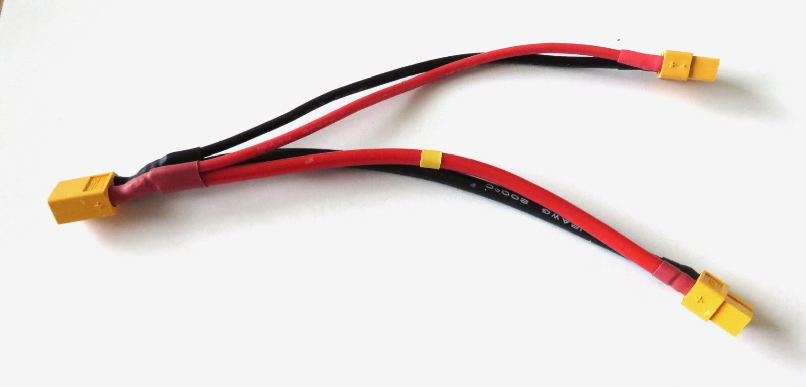 Parallel Adapter Harness XT60 Male to 2 XT60 Females 16, 14, 12 AWG 3″, 6″, 12″