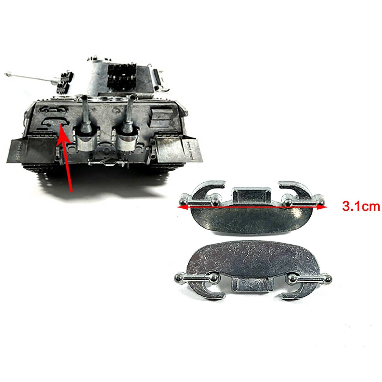 For MATO 1/16 Germany King Tiger RC Tank Full Metal Rear Plate Tail Hook Parts