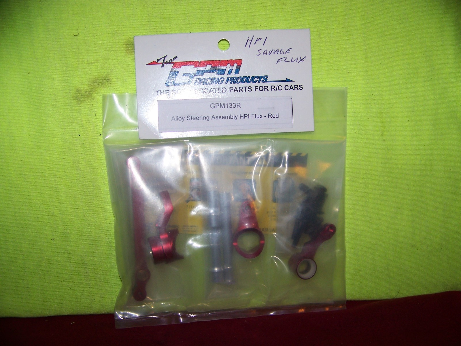 hpi savage flux gpm aluminum red steering bellcrank rc monster truck parts