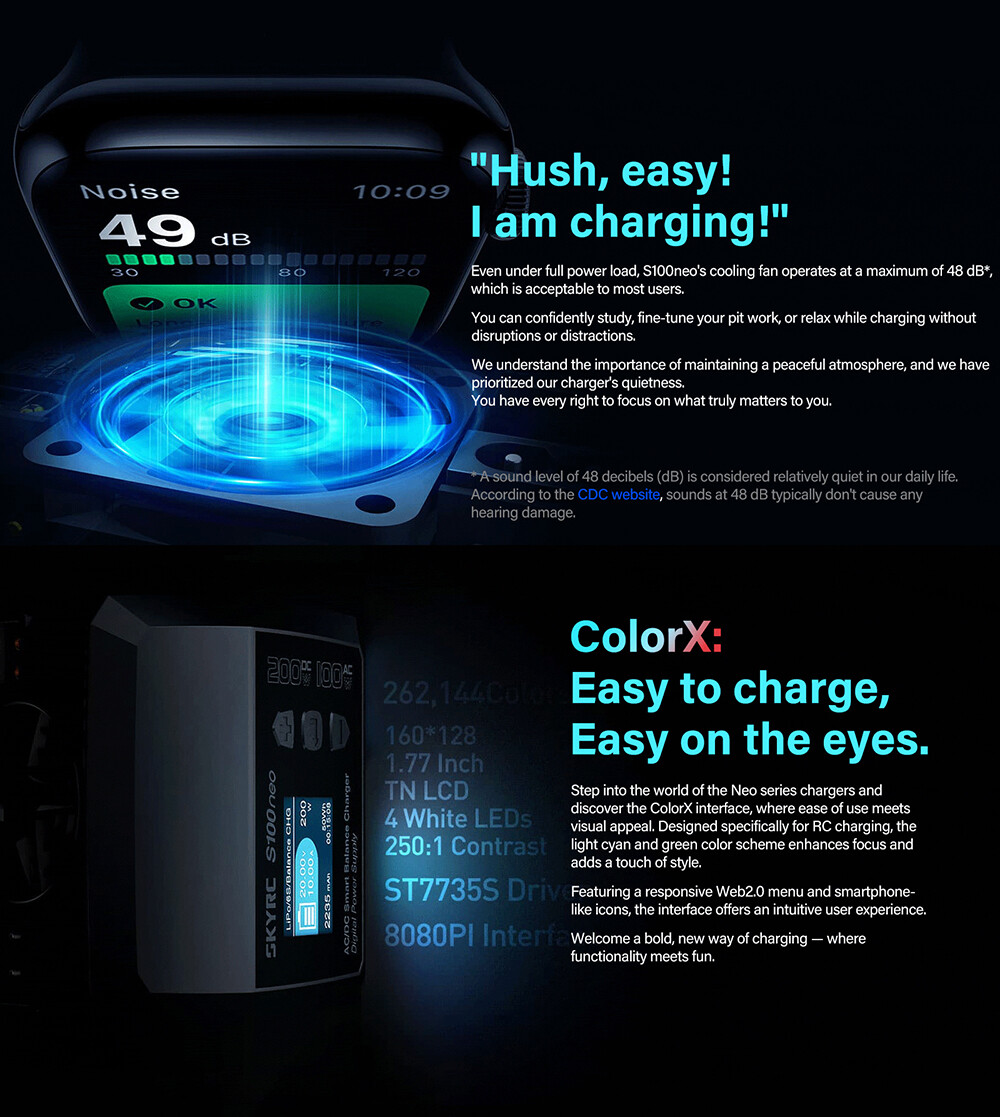 SkyRC S100neo Balance Charger AC100W DC200W 12A Smart LiPo Battery RC Discharger