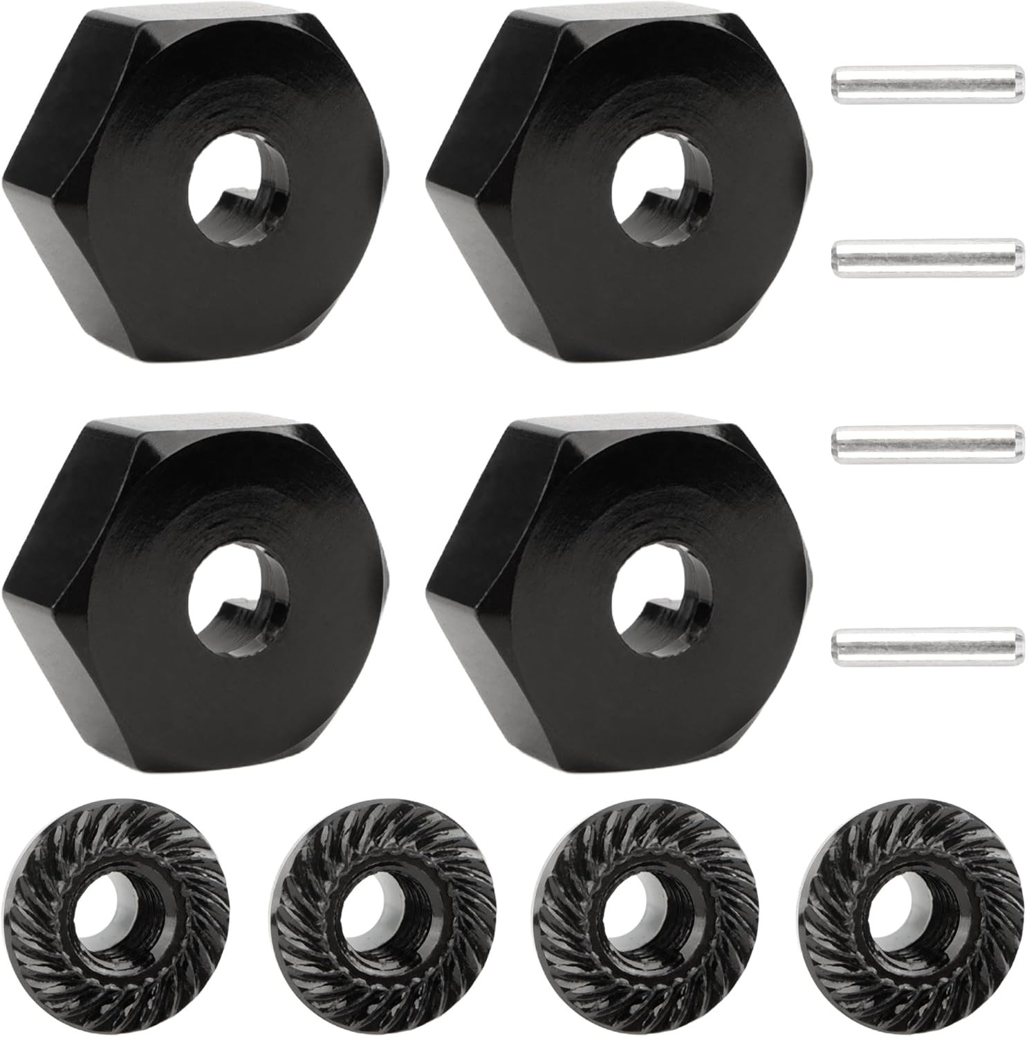 Aluminum 12mm RC Wheel Hex Hubs Drive Adapters 5mm Thick M4 Lock Nuts
