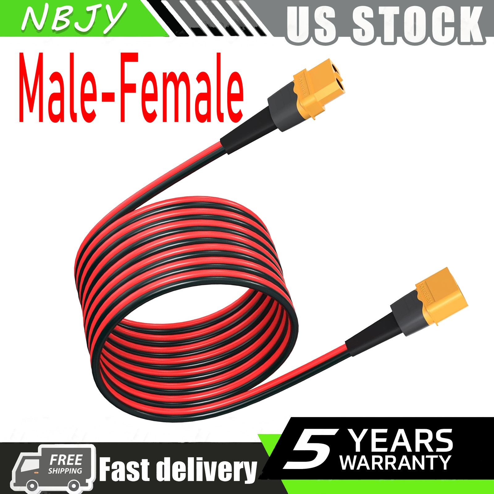 10AWG XT60 Male to Female Connector Extension Cord for RC Lipo Solar Panel