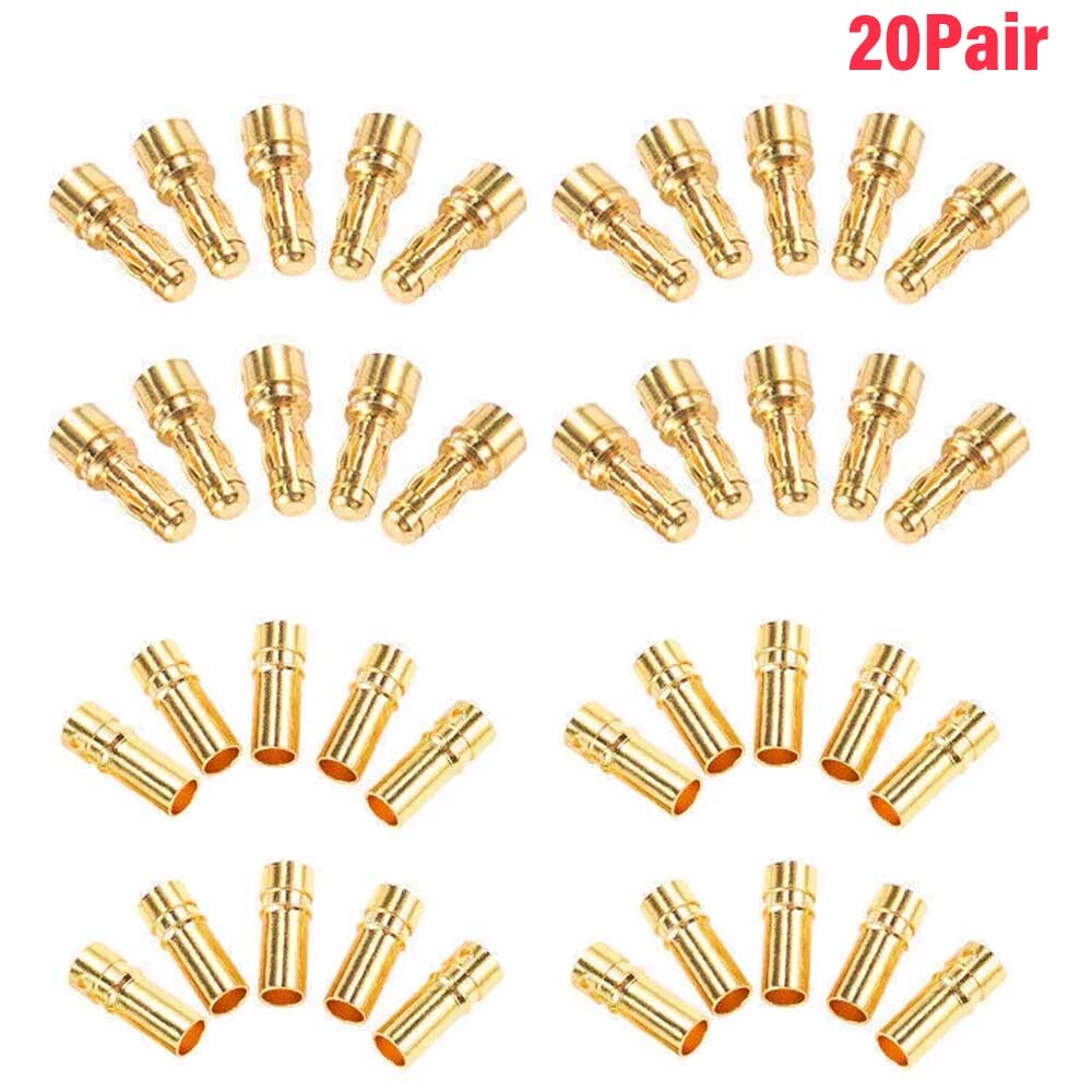 40pcs 3.5mm Banana Bullet Connector Plug Male Female for Battery Motor Brushless