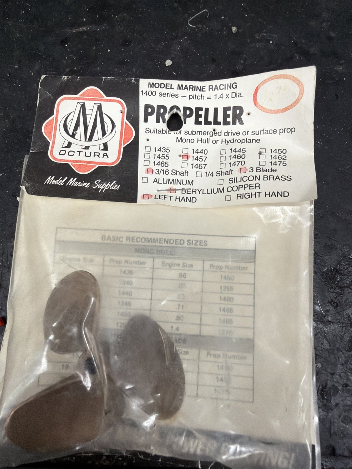 Octura Propeller 1457 3 Blade Rc Boat Left Hand