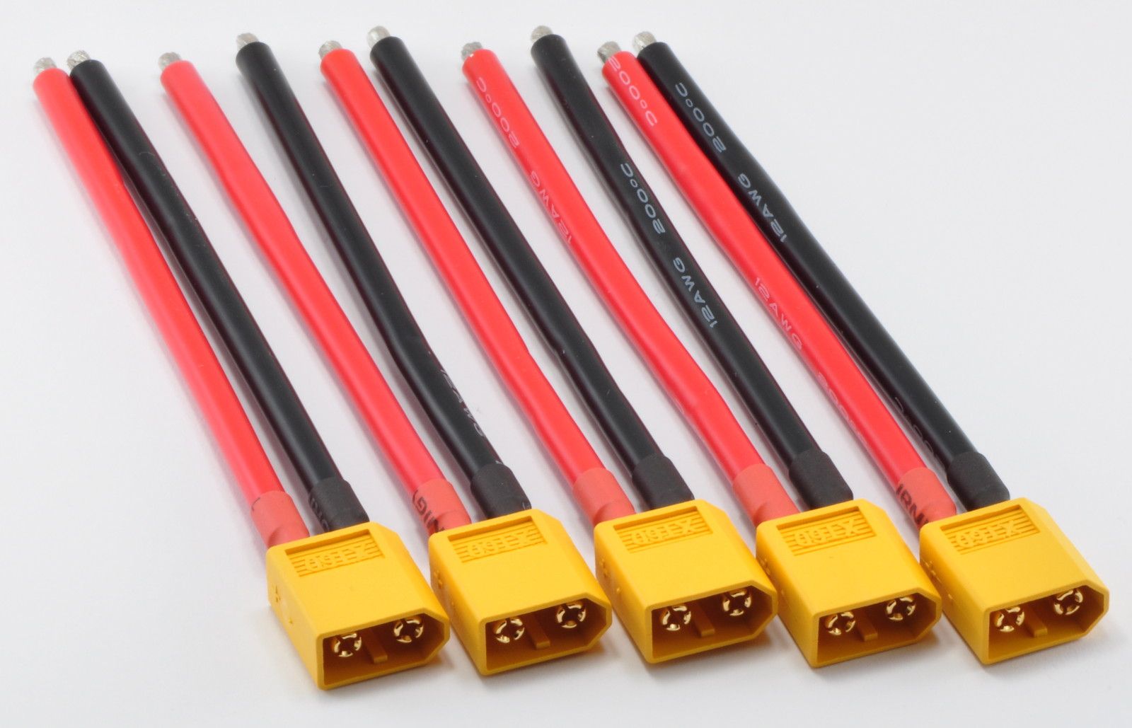 5 Pack – 5 XT60 / XT-60 Male Connectors w/ 10CM 12awg Wire for Turnigy / Zippy