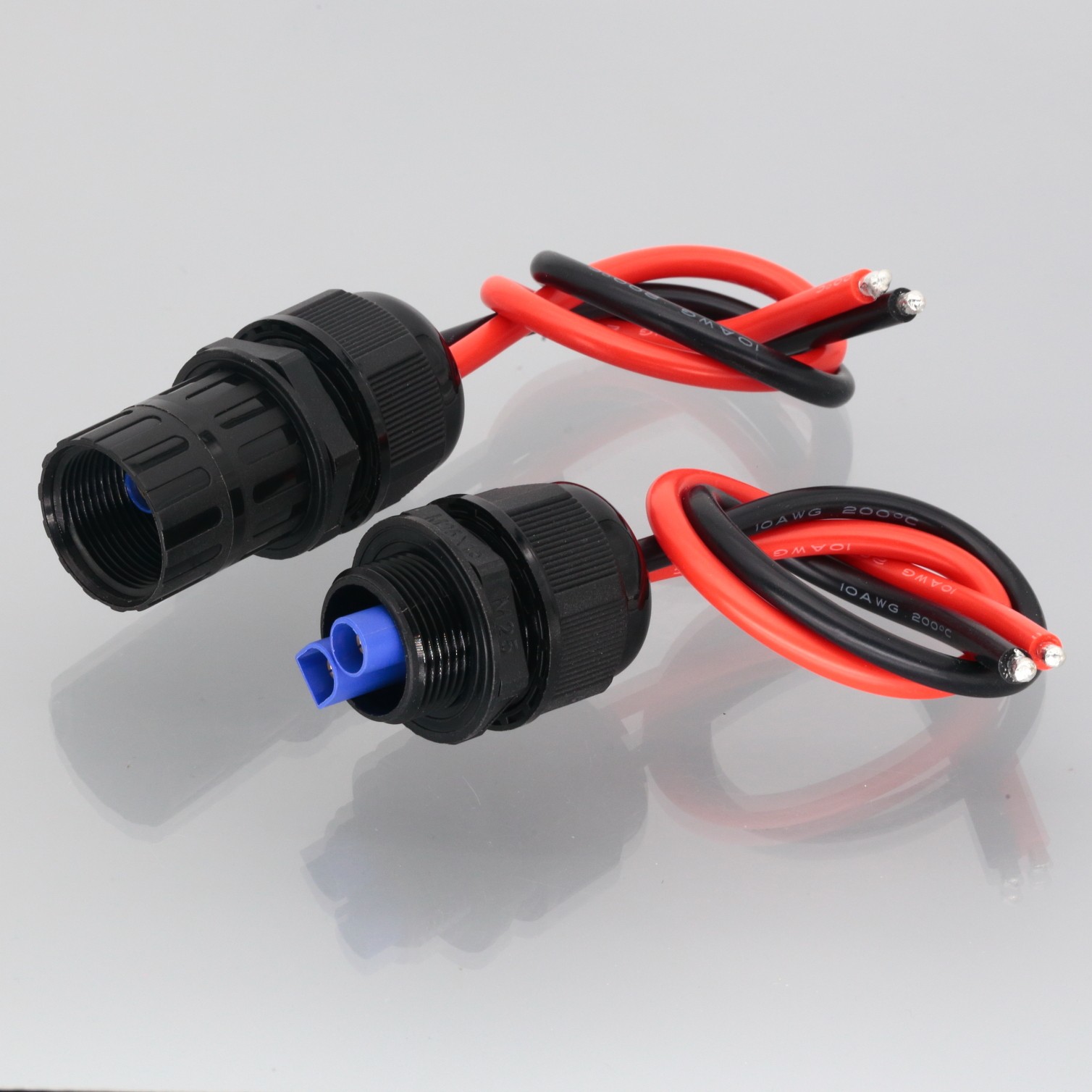DIY EC5 Male to Female M25 Threaded IP68 Waterproof Connector 10awg 1+1FT Wire