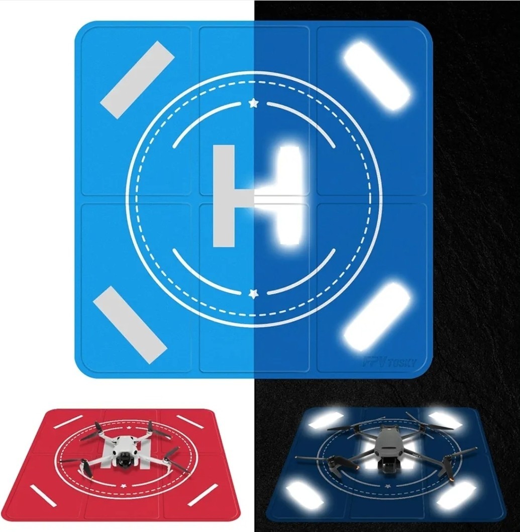 Weighted Drone Landing Pad, Universal 20″ (51cm) 2 Sided Daytime Nighttime 490g