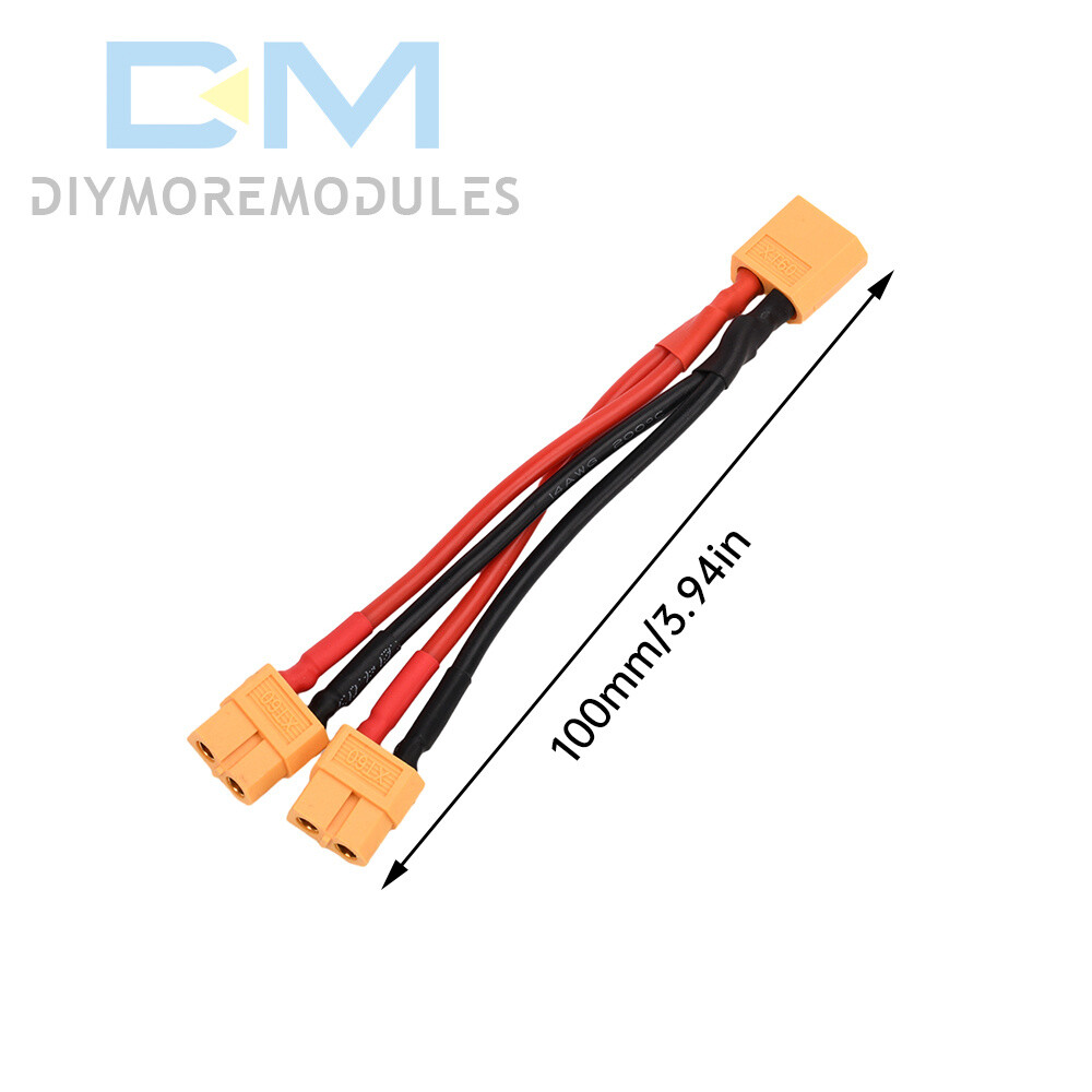 XT60 Male/Female Cable Parallel Battery Connector 4AWG Silicone Wire Y Splitter