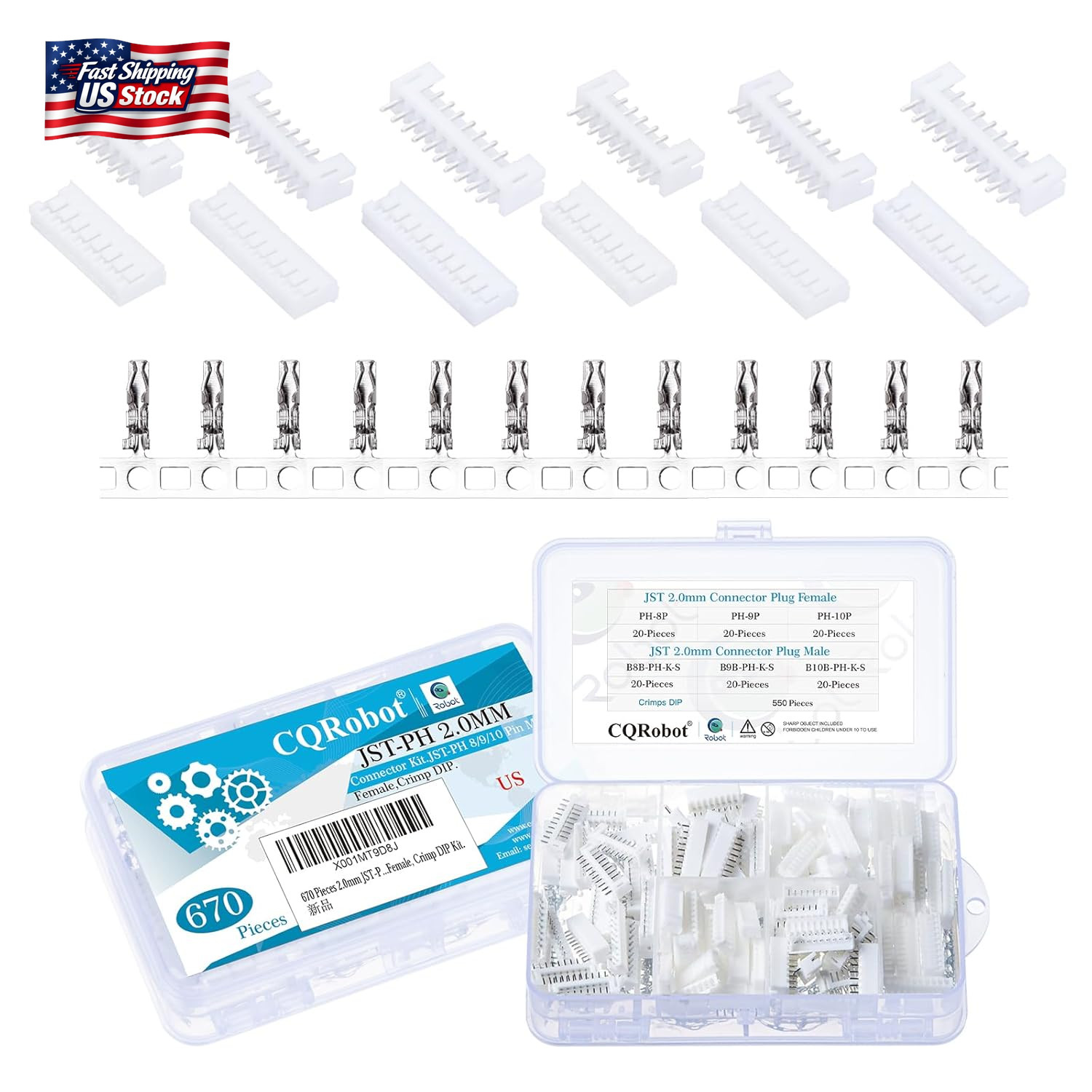 Cqrobot JST PH 2.0Mm Kit – 8-Pin/9-Pin/10-Pin Electronic Adapter with IC Male Pl