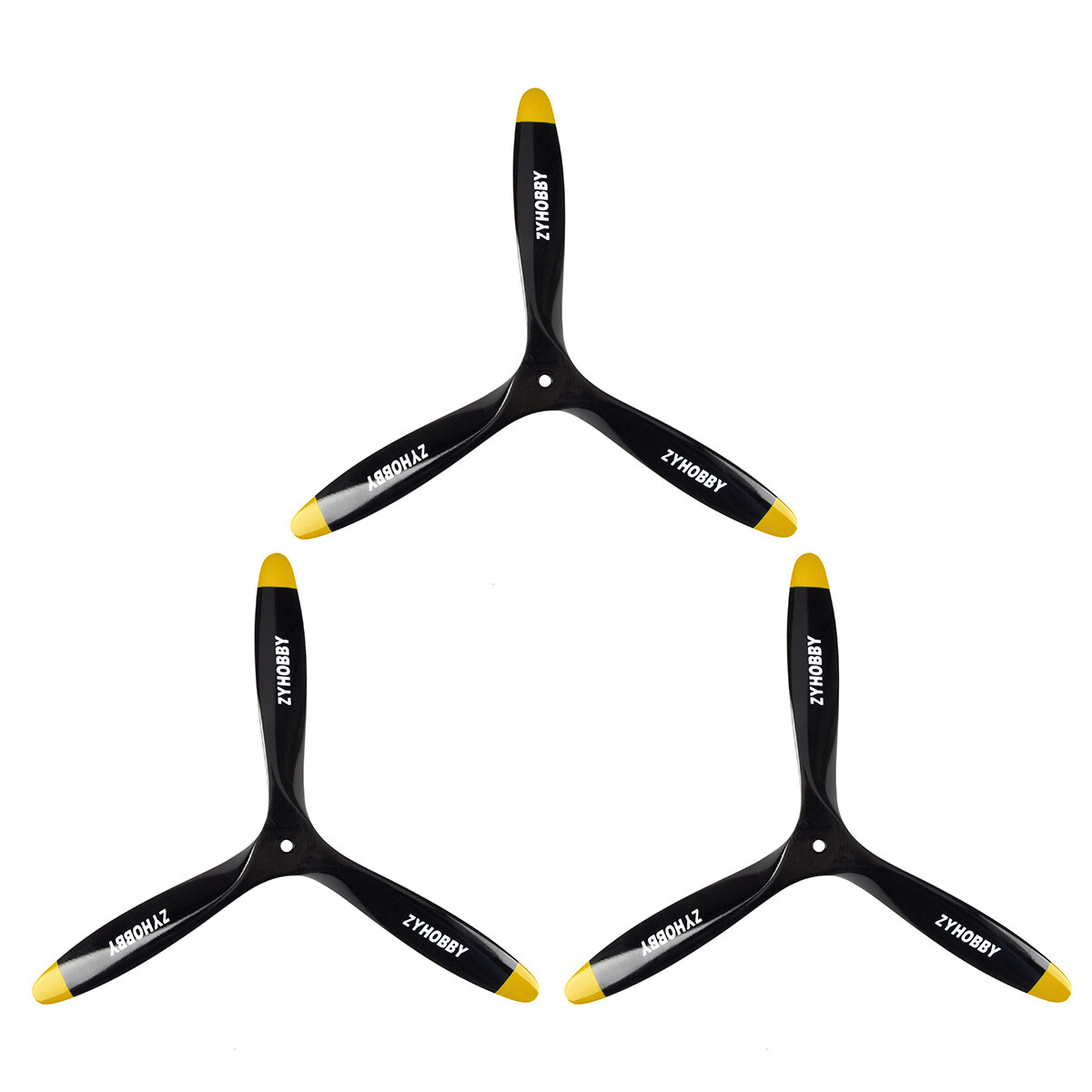 3 Blade 15*8inch Black +Yellow Propeller RC Plane Air-moder CW Beech Wooden Prop