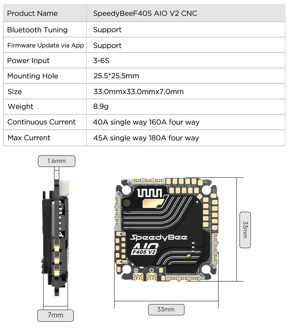 SpeedyBee F405 AIO V2 RC Controller 35A 40A ESC Gyro For O3 O4 RC Model