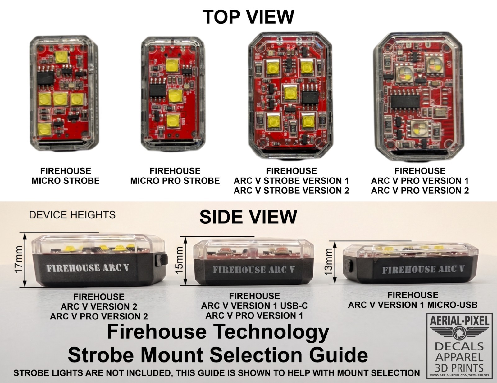 Potensic Atom Strobe Light Mounts Firehouse Technology Arc V, ARC V Pro & Micro